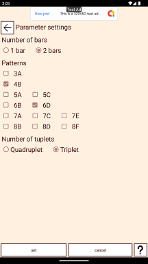 Parameter settings screen sample 2